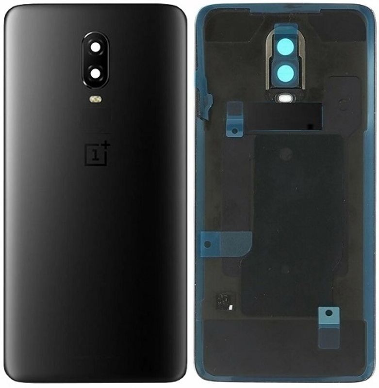 Задняя крышка для OnePlus 6T черная матовая (Midnight Black) без стекла камеры