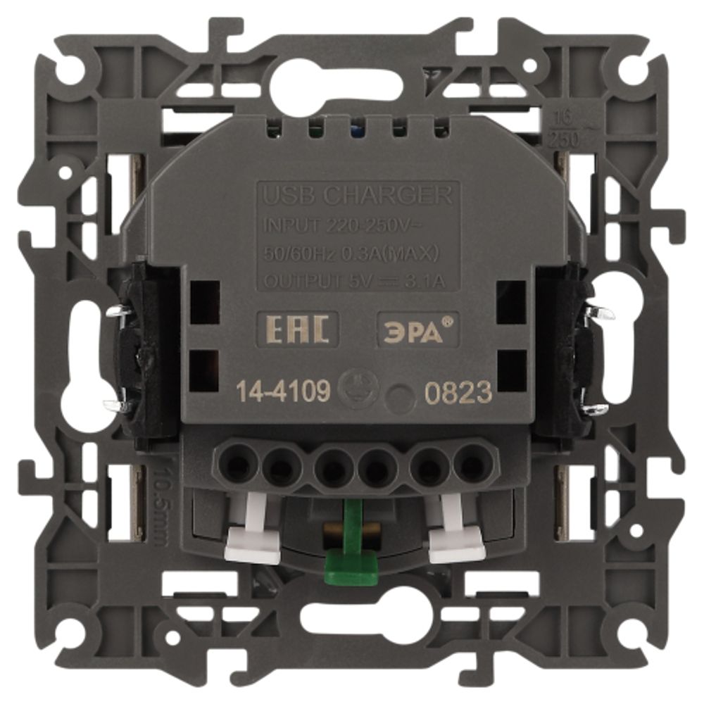 14-4109-04 ЭРА Розетка 2P+E 16A-250В, штор. с 2xUSB 5В-3А, Эра Elegance, шампань