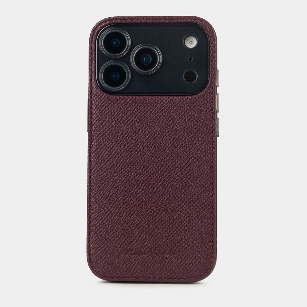 Чехол-накладка для iPhone 17 Pro из кожи сафьяно, бордового цвета