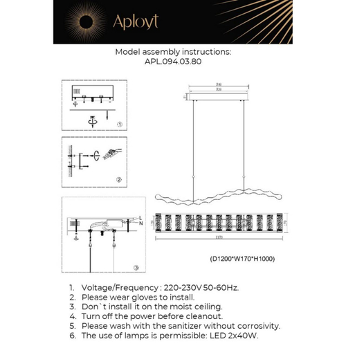 Подвесной светодиодный светильник Aployt Pietro APL.094.03.80