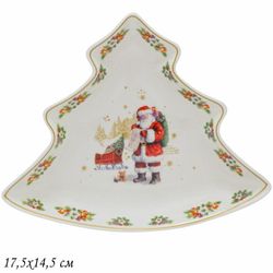 Lenardi 205-286 Блюдо 17,5х14,5 см НОВЫЙ ГОД в под.уп.(х48)Фарфор