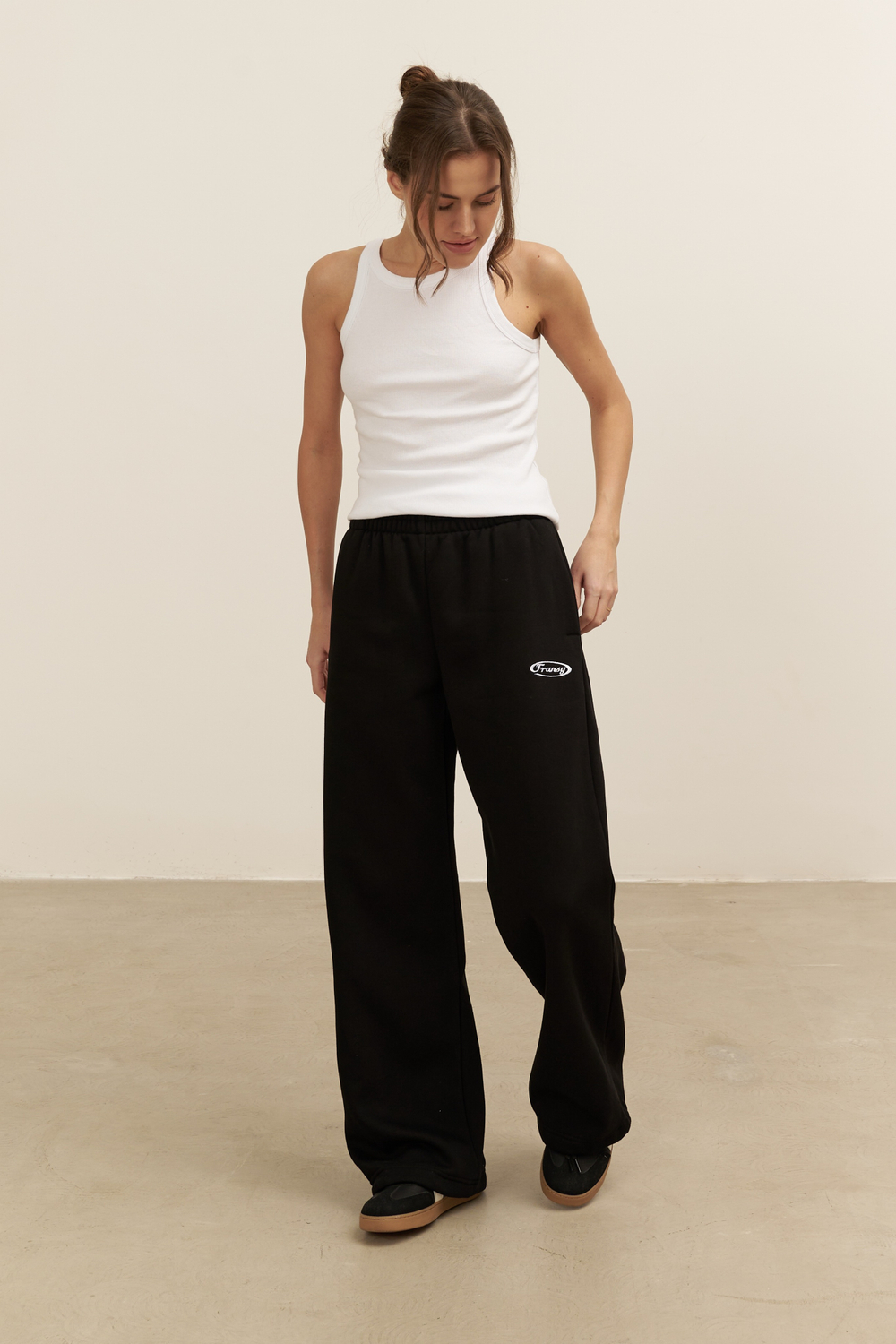 Брюки-трансформеры, с начесом, черные