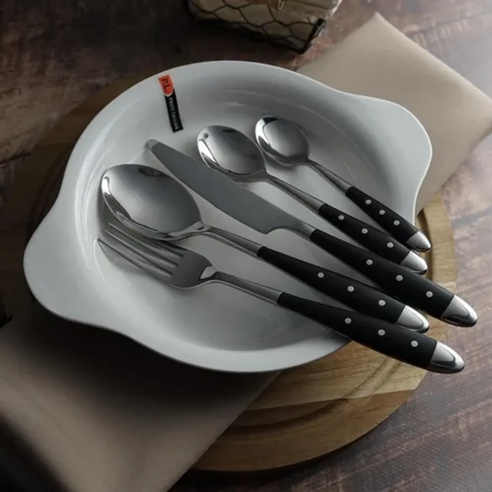 Ложка столовая 20,5 см ручка черный пластик Grazia P.L. Proff Cuisine [12]