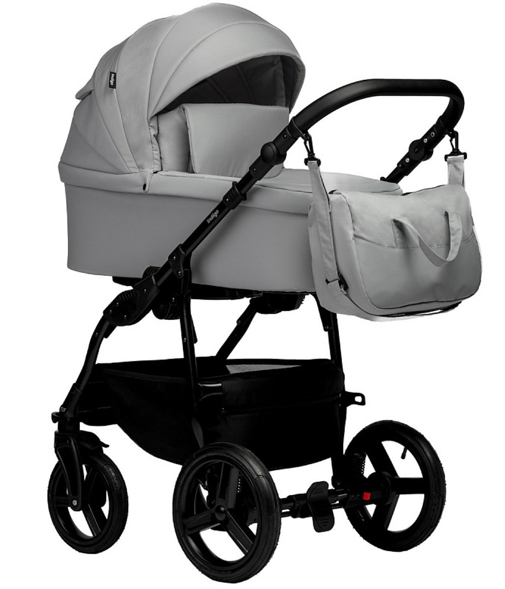 Детская коляска Indigo Impulse Eco 3 в 1 с автокреслом Avionaut Cosmo Ie04 св.серая кожа/св.серый