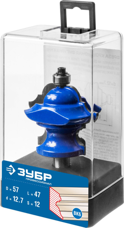 ЗУБР 57 x 47.6 мм, хвостовик 12 мм, фреза кромочная фигурная №6, Профессионал (28717-57)