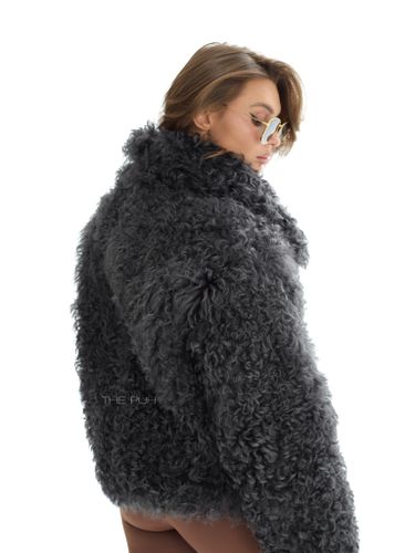 Графитовая шуба-косуха из овчины калган
