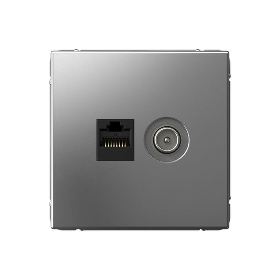 Розетка компьютерная + телевизионная 2-м СП ArtGallery RJ45 кат.5E + TV механизм сталь SE GAL000989