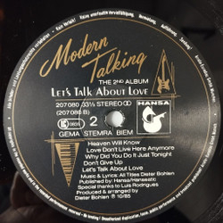 Винтажная виниловая пластинка LP Modern Talking Let's Talk About Love (The 2nd Album) (Germany 1985) Cheri Cheri Lady