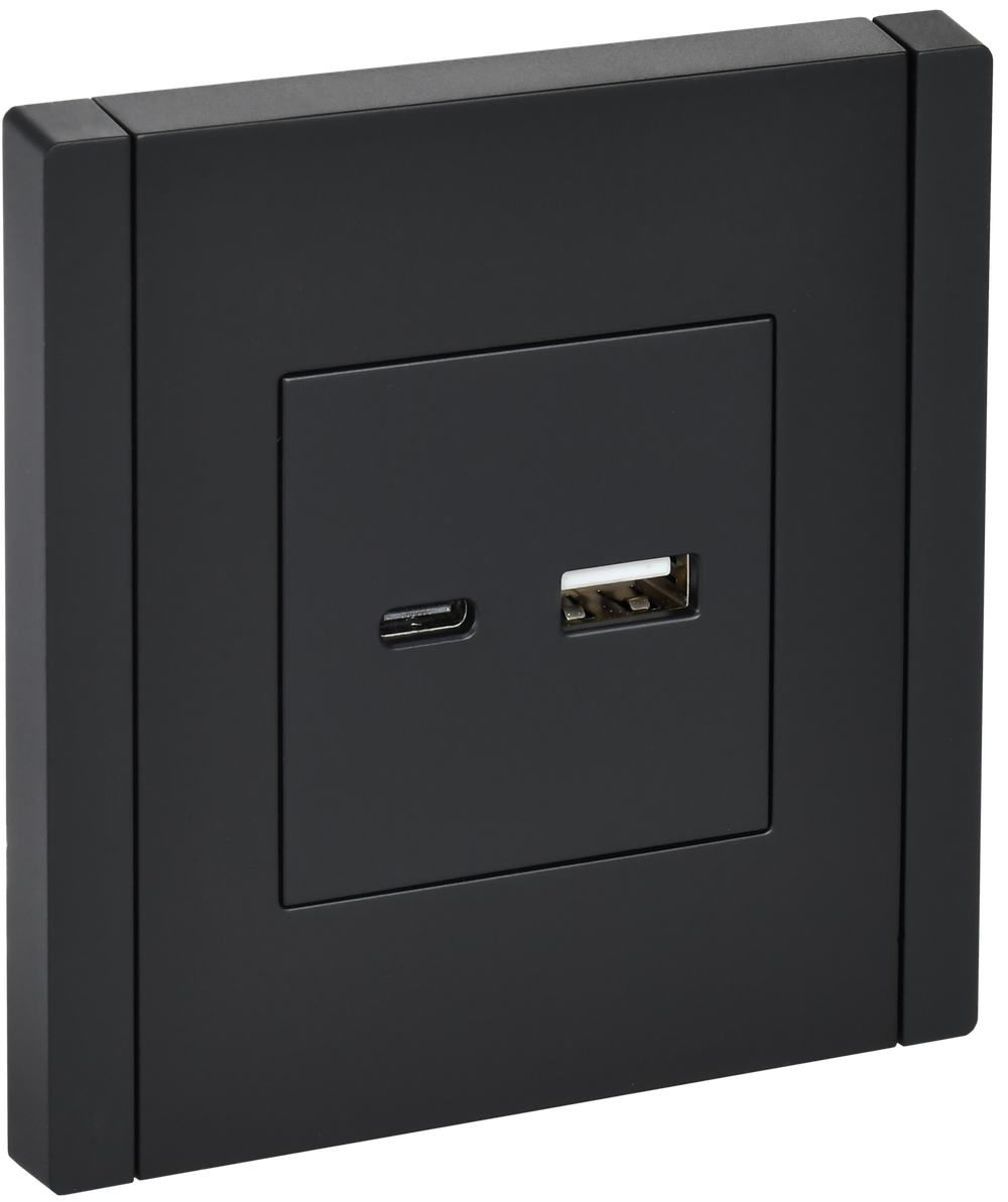 FORTE&PIANO Розетка USB A+C 18Вт FP151 черный IEK