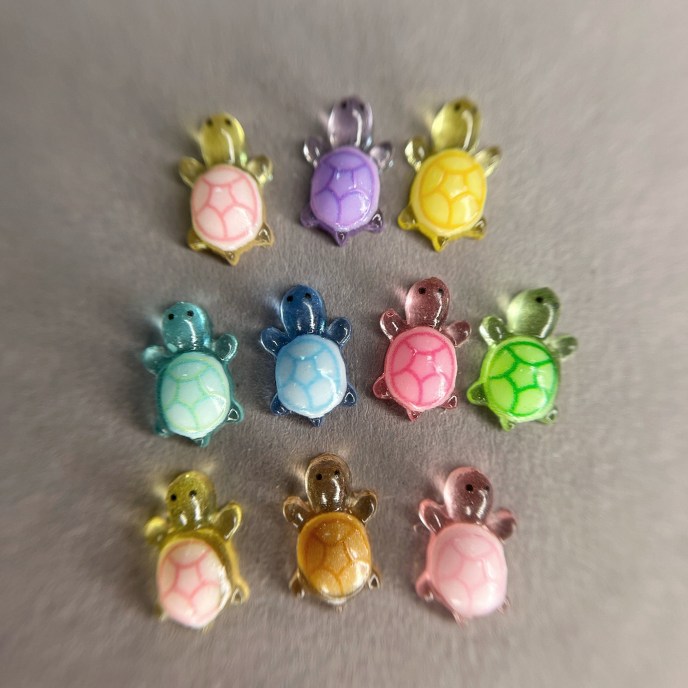 Zoo nail Фигурки объемные для дизайна Черепашки (светятся в УФ), 1873, 10шт