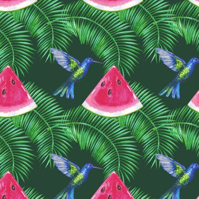 Колибри, дольки арбуза