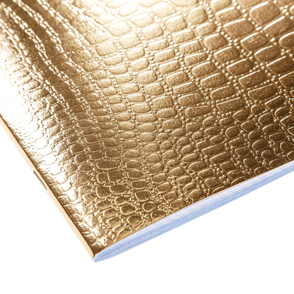 Тетрадь общая Hatber "Metallic Croco", А5, 48 листов в клетку, обложка бумвинил, на скрепке, золотой