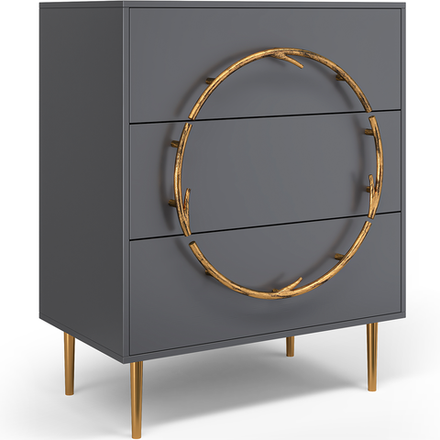 Комод Арт Стайл с 3 ящиками Стайл Серый Амбер