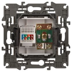 14-3110-04 ЭРА Розетка RJ45+TV, IP20, шампань | Elegance Шампань