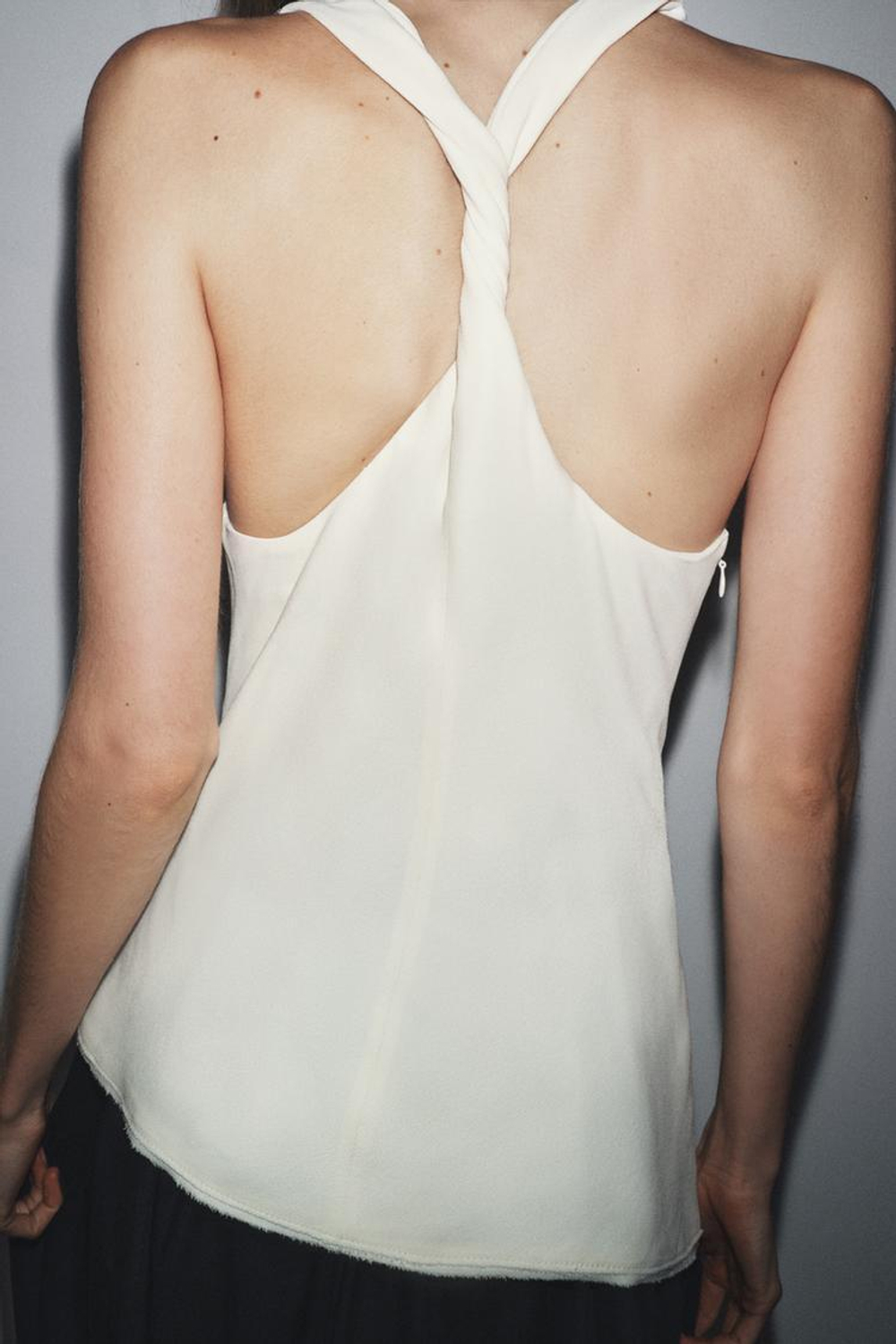 ZARA КОМБИНИРОВАННОЕ ПЛАТЬЕ ZW COLLECTION С ГОРЛОВИНОЙ ХАЛТЕР, ЧЕРНЫЙ