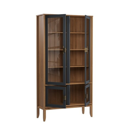 Шкаф для посуды «Бридж» широкий с 4-мя стеклянными дверями браун/серый 7012