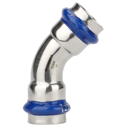 Угольник VARMEGA 45гр. двухраструбный Inox Press 22x22