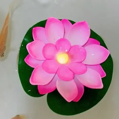 Декоративная фигурка садовая для водоемов КУВШИНКИ для пруда с подсветкой НАБОР 5 штук, светящаяся от контакта с водой, диаметр 10 см, кувшинка в пруд плавающая ЛОТОС, ЛИЛИЯ 5 разных цветов