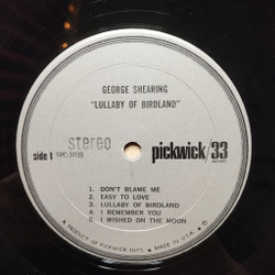 Винтажная виниловая пластинка LP George Shearing Lullaby Of Birdland (USA 1970)