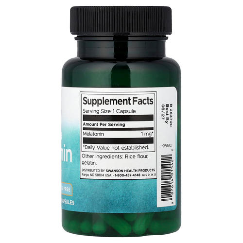 Swanson Vitamins, Мелатонин в низкой дозе, 1 мг, 120 капсул
