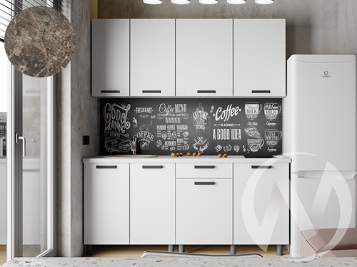 Кухня Кьяра 1.8м (корпус белый/карбон фарфор) 38мм королевский опал