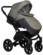 Детская коляска Indigo Mio S 3 в 1 с автокреслом Avionaut Cosmo Beige 05 т.серая кожа+зеленый
