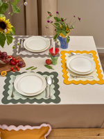 Салфетка под приборы с контрастным кантом горчичного цвета из коллекции trendy ruffles, 35х45 см