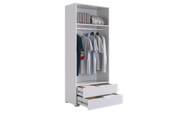 Шкаф двухдверный "Зефир" 108.01,(Белое дерево/Белый (эмаль), 800*422*1900