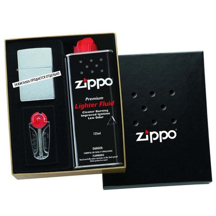 50R Подарочная коробка Zippo (кремни + топливо, 125 мл + место для широкой зажигалки)