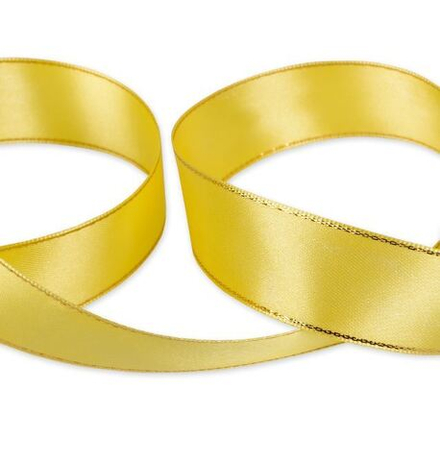 Лента атласная 25 мм , AL-25M двухстор. с металл. нитью 33 м , №015 под золото
