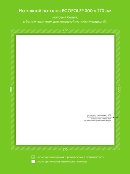 Матовый натяжной потолок 8.1 м2