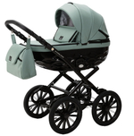 Детская коляска Adamex Chantal Retro Deluxe 3 в 1 C-SA20 (СЕРО-ЗЕЛЕНАЯ КОЖА)