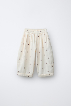 ZARA БРЮКИ BAGGY С УЗОРОМ SOLES, ЭКРЮ