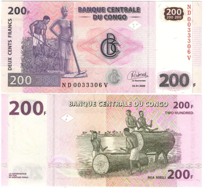 200 франков 2022 Конго