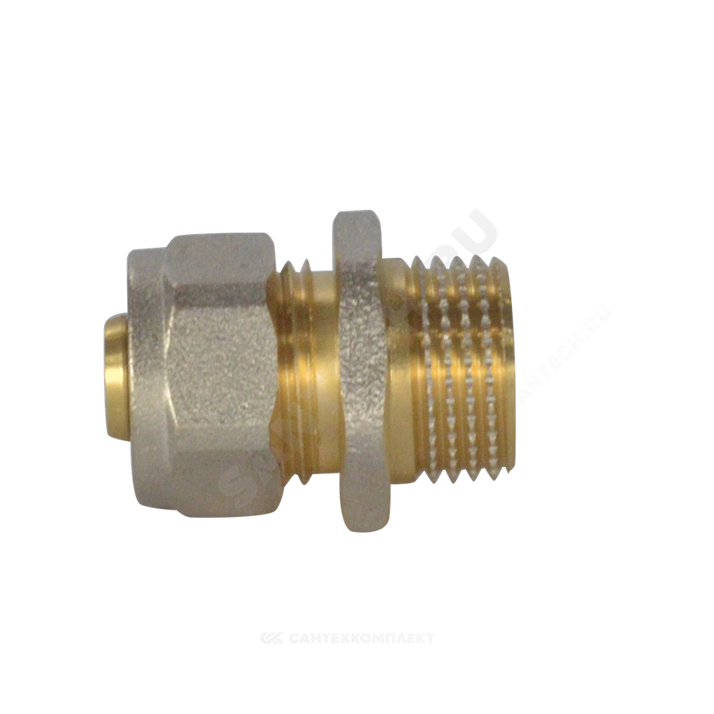 Муфта МП латунь никель обжим Дн 16х3/4" НР ГОСТ 32415-2013 7001 Aquasfera 7001-02