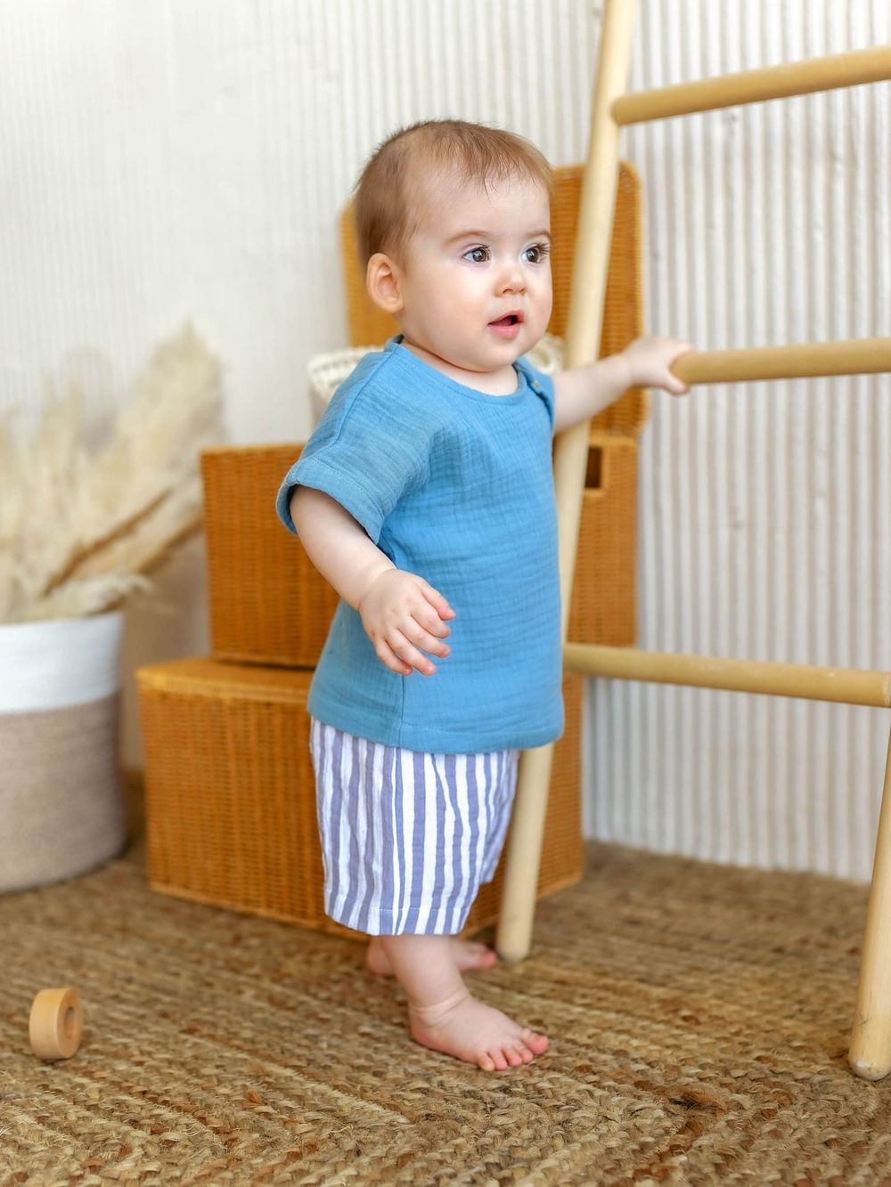 Шорты муслиновые "Полоска Жемчуг" 0+