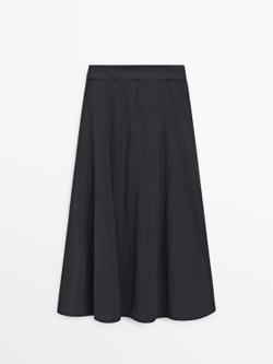Massimo Dutti Длинная юбка с поясом, серо-синий