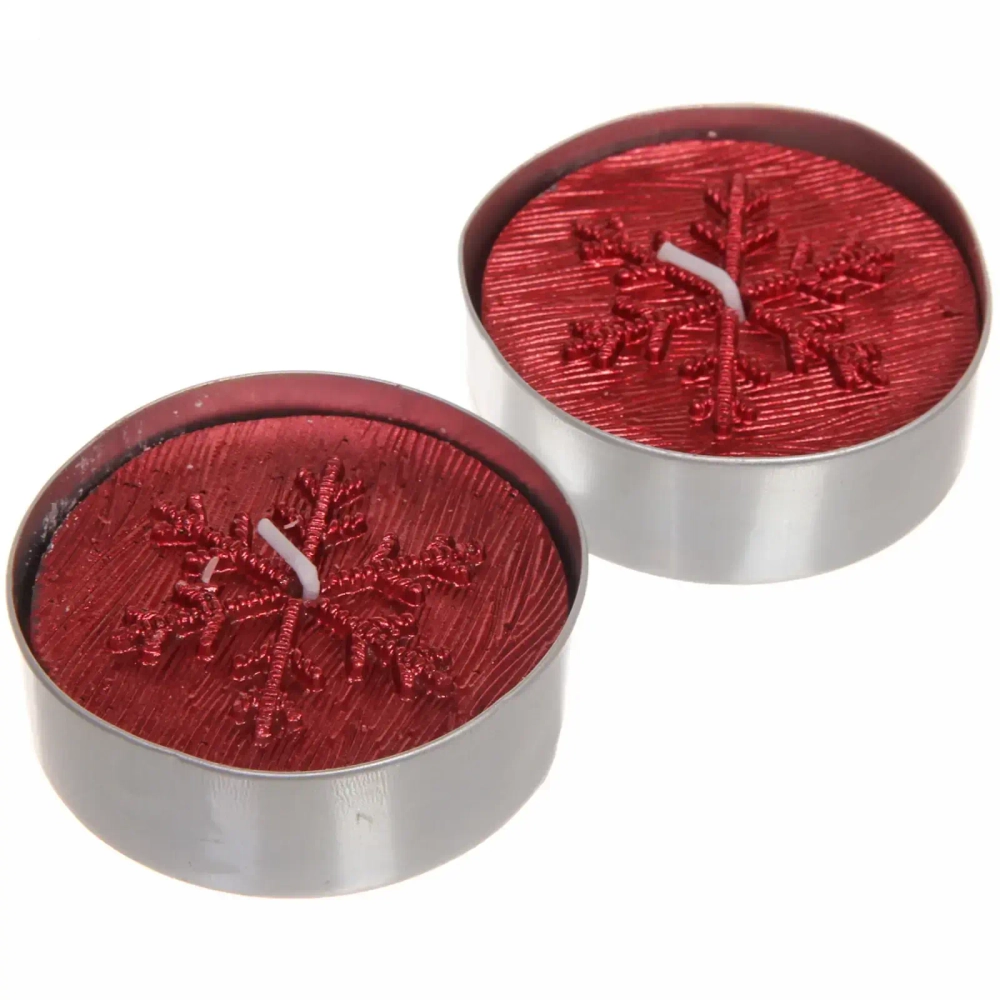 Свечи новогодние «Снежинка объемная» 5,5 см (набор 2 шт), красный