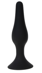 Черная силиконовая анальная пробка размера XL - 15 см. (Цвет: черный)