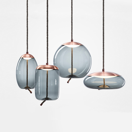 Pendant design lamp  Knot Uovo by Brokis (Blue)