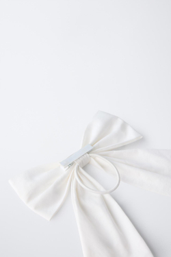 ZARA РЕЗИНКА ДЛЯ ВОЛОС С БАНТОМ, БЕЛЫЙ