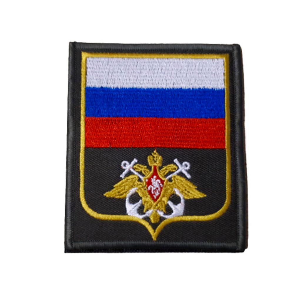 Шеврон нарукавный ВМФ (черный,белый якорь,красный кант)
