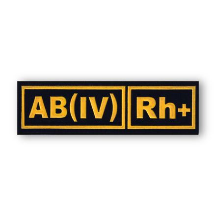 Нашивка ( Шеврон ) На Грудь Группа Крови AB(IV) Rh+ Черная / Пластизоль