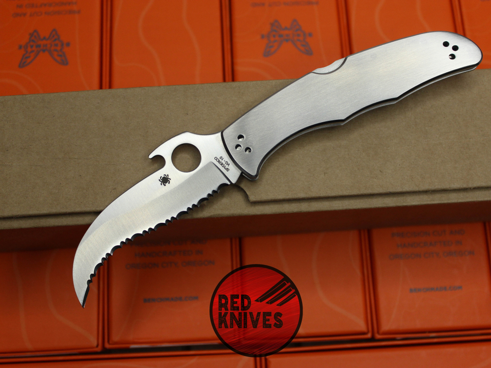 Нож Spyderco Matriarch 2 Stainless Steel - рукоять сталь, вейв, клинок серрейтор