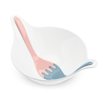 Салатник с приборами leaf, 4 л, бело-розовый