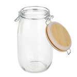 Банка для сыпучих продуктов 1500мл 12x22см, стекло, крышка бамбук
