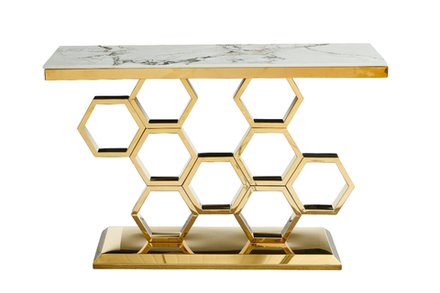 Стол-консоль Ist Casa Фьюжн, 120х40х78 см, жемчужный белый, золотой