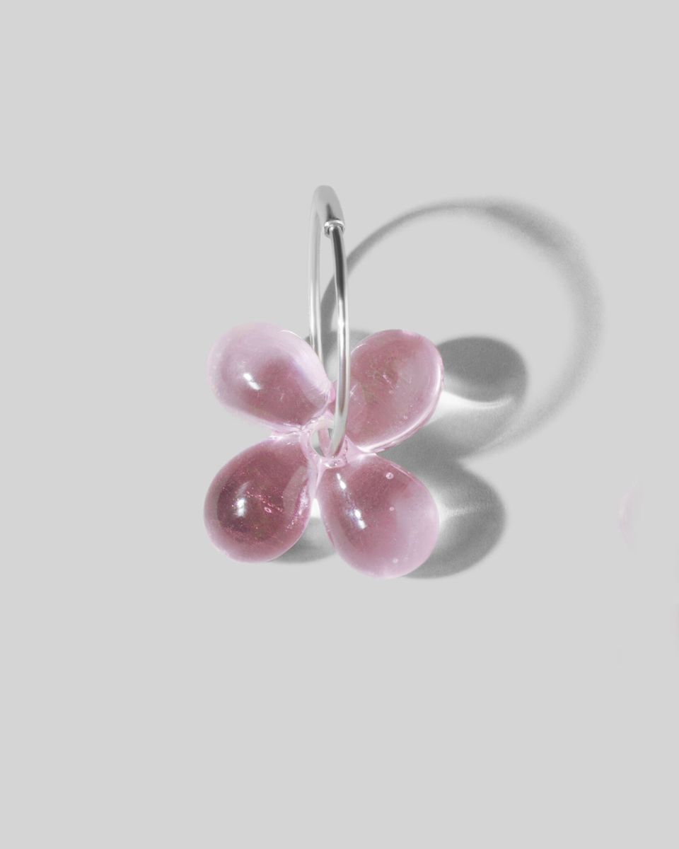 Hoop Glass Flower Pink