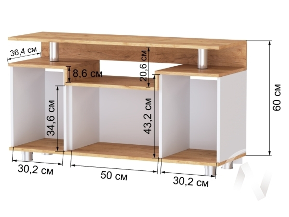 Тумба ТВ 003с (дуб крафт золотой/белый)