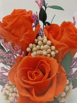 натуральные кустовые розы в стекле, вакуум*